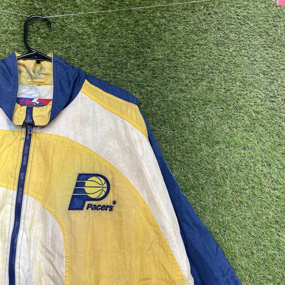 Vintage Indiana Pacers Windbreaker Mens XL Full Zip Pro Player Distressed 90s